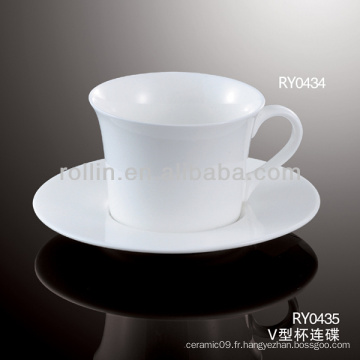 Tasse et soucoupe en porcelaine blanche durable et coréenne saine